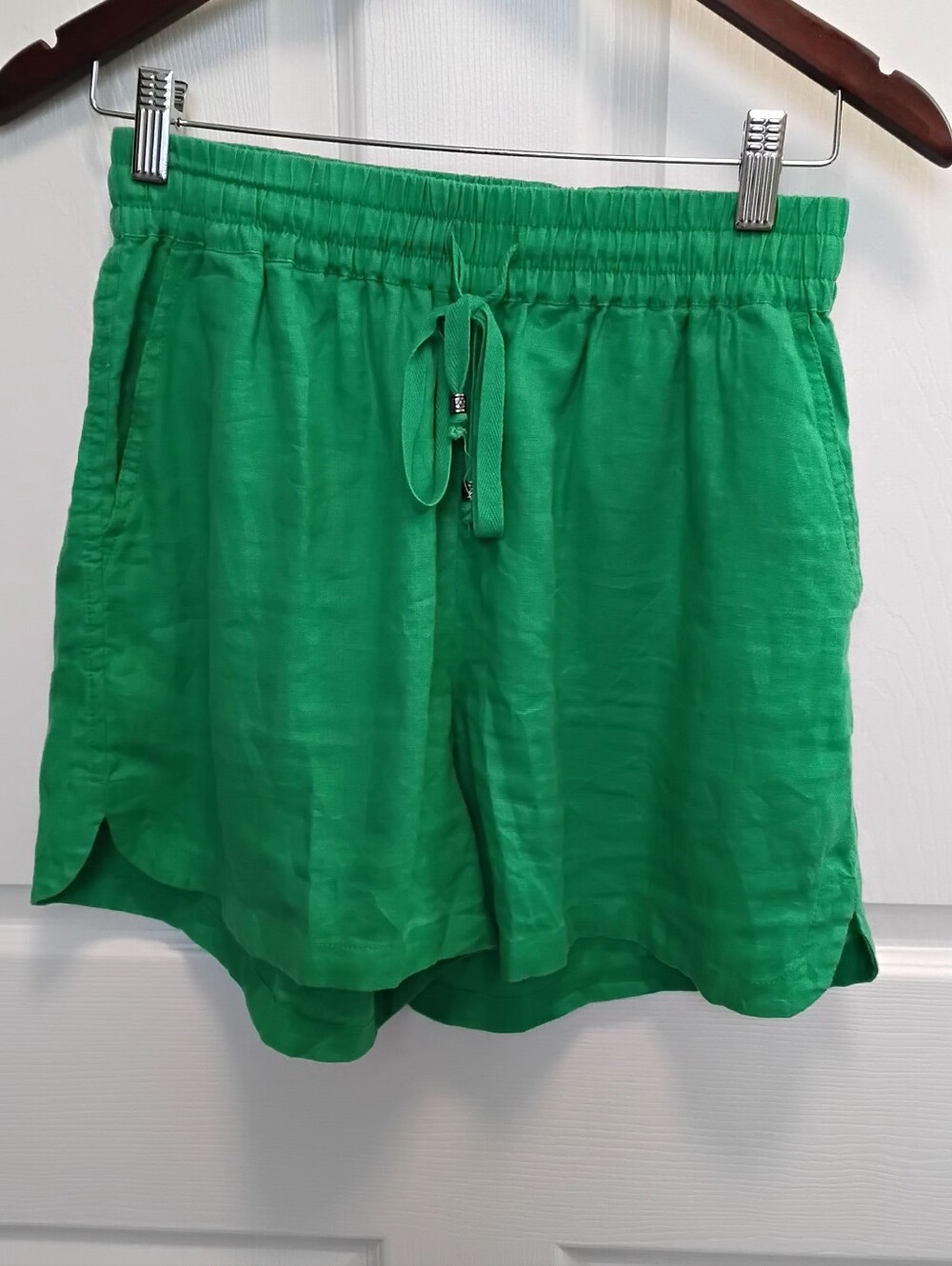 Fat Face 100% Linen Green Drawstring Shorts with elastic Waist  ,Size 8